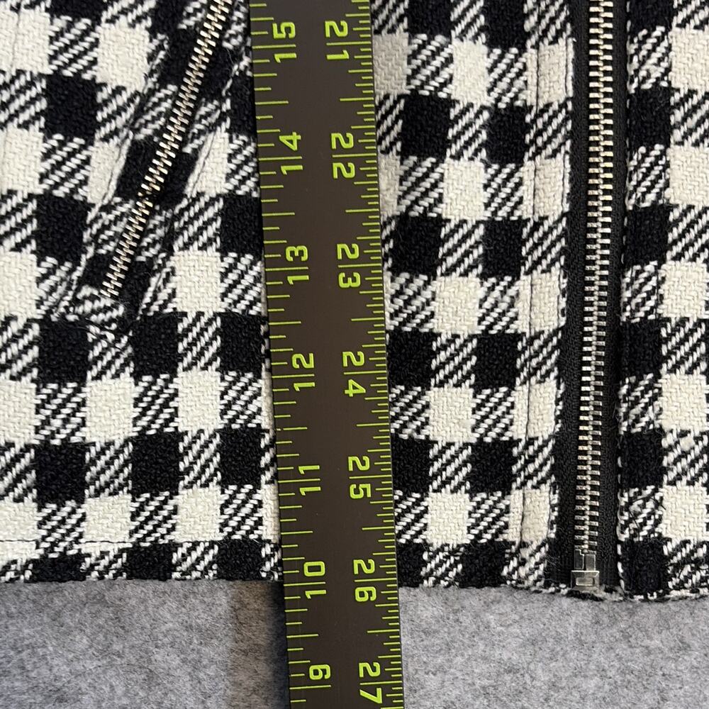 Lauren Ralph Lauren Black White Check Moto Zip Jacket Lined Pockets 16W Plus - Picture 8 of 9